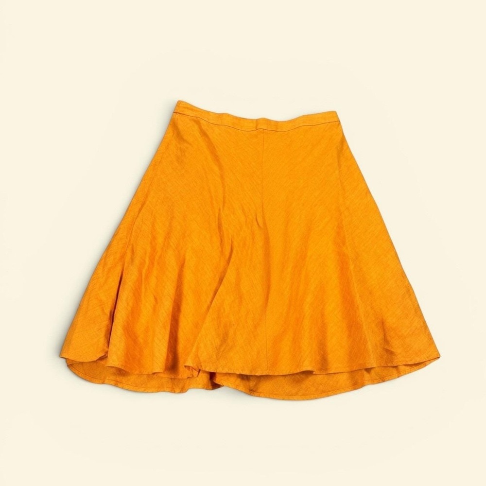 Vintage 2004 Banana Republic Linen Skirt 8 Orange A-Line Midi Coastal Grandma - Picture 2 of 8